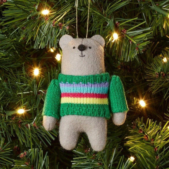 Bear Wearing Striped Sweater Tree Ornament, NWT - Picture 1 of 3